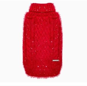 cyeollo Dog Sweaters for Small Dogs Pullover Knitted Red Sweaters with Sparkly